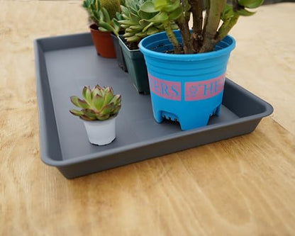 VUWEZ Rectangle Plant Tray, Plant Drip Tray, Plant Pot Saucers, Plant Germination Trays, Plant Saucers, 11'' x 9'' x 1.2'' (2 pack), Gray - color: Gray, size: 11'' x 9'' x 1.2'' (2 pack)