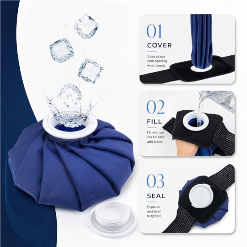 2 PCS Upgrade Ice Pack Injuries Reusable,11in & 9in Ice Bags Hot Water for Injuries, Soothe Pain and Stay Cool, Old School Style and Traditional Ice Packs, Versatile and Easy to Carry - size: 9+11 Inch