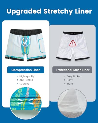 maamgic Mens Swim Trunks with Compression Liner 5 Inch, Quick Dry Bathing Suit with Zipper Pockets, No-Chafing Swim Shorts - color: Black-legendary Dragon, size: X-Small