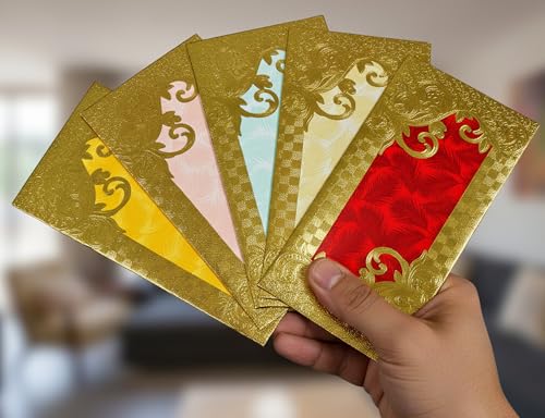 Esplanade Envelope for Cash Shagun Lifafa Set | Multicolour with Golden Detailing Envelopes for Gifting Money | Wedding Sagan, Eid, Rakhi, Festival, Family & Corporate (Floral Set of 10) - color: Floral Set of 10