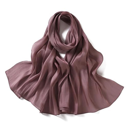Premium Hijab Head Scarf for Women Lightweight Shimmer Hijab Head Wrap Scarves Crepe Satin Scarf Shawl Wrap - color: Mauve