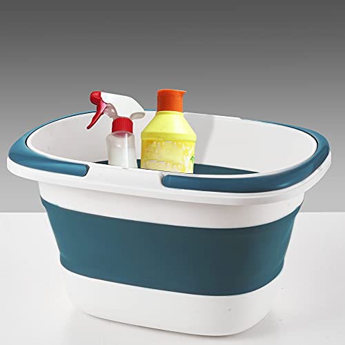 4.2 Gal(16L) Large Collapsible Plastic Bucket with Handle for House Cleaning, Space Saving Outdoor Multiuse Foldable Water Pail/Sink for Camping,Fishing,Ice (Blue) - color: Indigo Blue