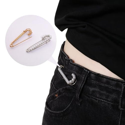 Fumwase 12PCS Faux Pearl Brooch Pins for Women Fashion Safety Sweater Shawl Clips Clothing Accessory Set Pearl Rhinestones Brooches for Scarves Blouses Dresses