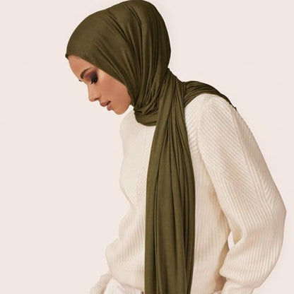 Soft Stretch Head Wrap Scarfs Long Turban Head Wrap Tie for Women - color: Army