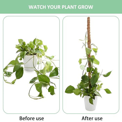 Numola 2 Pack Moss Pole Monstera Plant Support Stakes for Indoor Plants, 28 Inch Bendable Coir Trellis Plant Stick Support for Potted Climbers to Grow Upwards, Vines Traction Clips with Repotting Mat