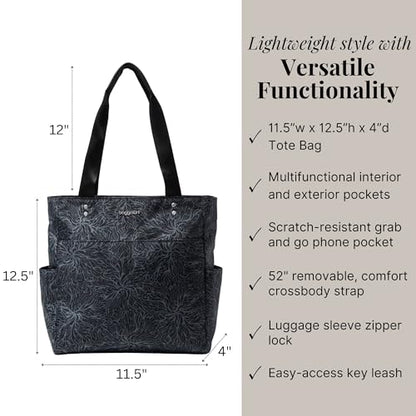 Baggallini Carryall North/South Tote - color: Midnight Blossom Print