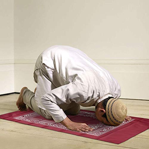 Travel Prayer Mat, 60cm*100cm Portable Red Nylon Waterproof Praying Rug with Compass, Qibla Finder, Perfect for Ramadan Gifts, Islamic Prayer