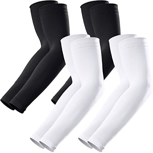GOUNOD Arm Sleeves for Men Women,Compression Sleeves to Cover Arms for Men Working,Sun Sleeves for Men UV Protection - color: 4 Pairs:2 Pairs Black,2 Pairs White