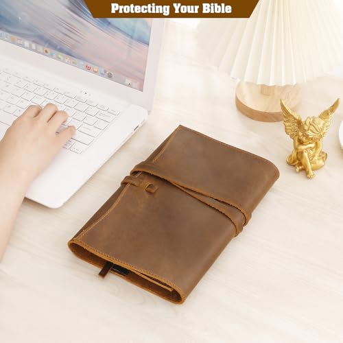 Jack&Chris Leather Bible Cover, Leather Book Cover for Men and Women, Bible Holder Strap Bible Cover Gifts, JC61-8L