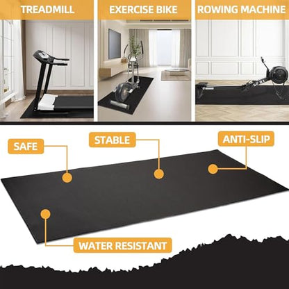 Fitvids High Density 1/4-Inch Thick Gym Equipment Mat, Non-Slip Floor Protection for Heavy Exercise, Treadmill and Bike Mat in Multiple Sizes - size: 72"L x 48"W x 0.3"Th