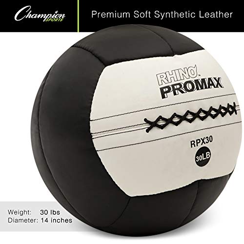 Champion Sports Rhino Promax Wall Balls - Soft Shell Non-Slip Grip for Weightlifting, Plyometrics, Cross Training, & Home Gym - style: 30 LBS