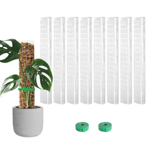 EOX 8 Pcs 15 Inch Plastic Moss Pole for Monstera, D Shaped Poles for Climbing Plants Work with Sphagnum Moss, 106 Inch Plant Stake Set of 8, Garden Ties - size: 8 PACK-15Inch