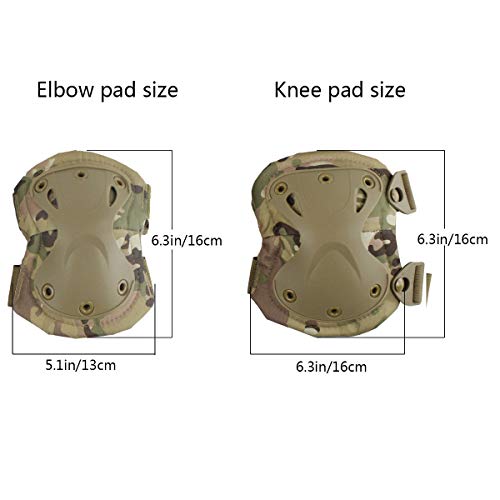 Combat Knee & Elbow Protective Pads Set for Outdoor CS Paintball Game Cycling Safety Skateboarding Gear Skates Knee Protection Guard Pads - color: MC03