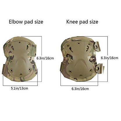 Combat Knee & Elbow Protective Pads Set for Outdoor CS Paintball Game Cycling Safety Skateboarding Gear Skates Knee Protection Guard Pads - color: MC03