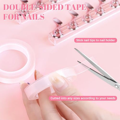 JUSTOTRY 4 Sets Pink Nail Painting Practice Stand With 1M Double-sided Tape Acrylic Fake Nail Art Holder For Press Ons Magnetic Nail Display Design Tools Kit Accessories For Home Diy Salon Supplies - color: Electroplated pink 4PCS