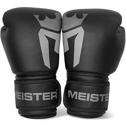 Meister [Critical] Boxing Gloves - Ergonomic High-Density Training Gloves | Pre-curved hand cage fits on day one, triple-layer impact foam, wide full-length wrist strap, matte EcoHide leather - style: 12 Ounce Gloves - Matte Black