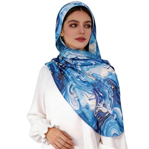 Hijab Scarf for Women Fashion Printed Modal Hijab Head Wrap Scarves Lightweight Long Scarf Shawls - color: Watercolor B