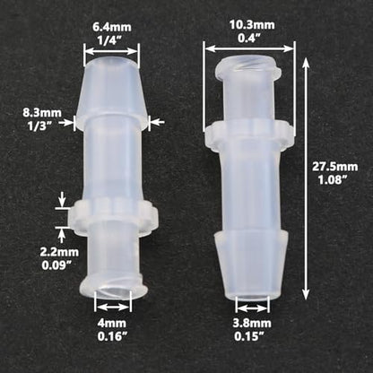 10PCS Luer Lock Adapter Clear Polypropylene Female Luer Lock Connector 1/4 inch Hose Barb Fitting Kit for Connecting Syringes Hose Laboratory Equipment