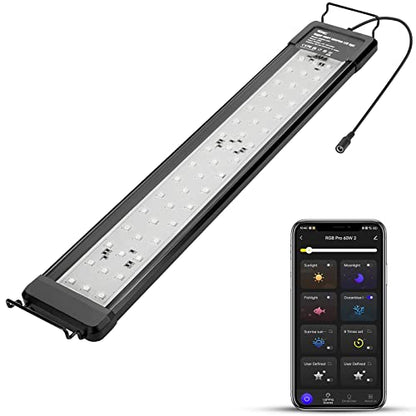 hygger 35W Smart Aquarium Light, Bluetooth LED Light with App Control, Full Spectrum Fish Tank Light with 24/7 Lighting Cycle, 5 Modes, Adjustable Timer, for 24"-30" Freshwater Planted Tank - size: 35W (for 24-30 inch Tank)