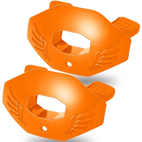 2Pcs Youth Football Mouthguard,Football Mouthpiece with Strap,No Boil. | Soft and Durable, Maximum Breathing Channel, - color: Orange