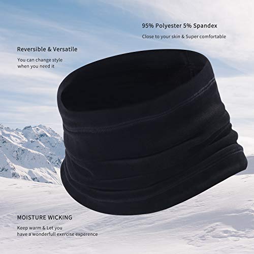 Polar Fleece Neck Warmer - Windproof Winter Neck Gaiter Cold Weather Face Mask For Men Women - 1 Pack - color: 1 Pack Black
