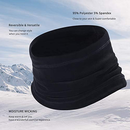Polar Fleece Neck Warmer - Windproof Winter Neck Gaiter Cold Weather Face Mask For Men Women - 1 Pack - color: 1 Pack Black