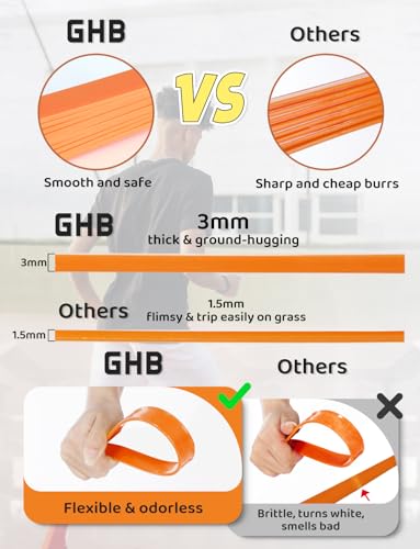 GHB Pro Agility Ladder Soccer Kick Trainer Set 20ft 12 Rung 10 Cones and 4 Stakes Speed Agility Football Training Equipment with Carrying Bag - color: Orange