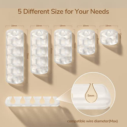 Syncwire Clear Cable Clips - Cord Holders - Self Adhesive Cable Management Organizer - Home, Office, Cubicle, Car, Nightstand, Desk Accessories - Gift Ideas Men, Women, Dad, Mom (5 Packs/15 Slots) | Strong Adhesive, Cable Management Organizer, for Home, O