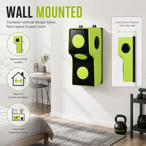 Wall Mount Boxing Training Bag - Uppercut Boxing Training Punching Target - Heavy Punching Bag for Adults for Bedroom/Living Room/Gym - color: Green (15.7*11.8*27.5 Inch)