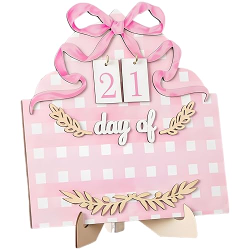 Wooden Eid Advent Calendar, Ramadan Countdown With Holder & Water Color Bows, Reusable Table Decor For Home