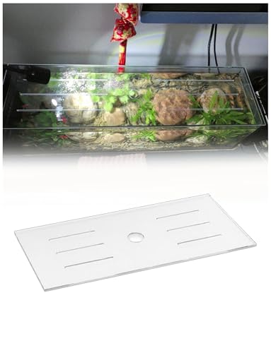 Anti Jump Aquarium Cover, 3 mm Clear Fish Tank Lid with Feeding Hole and Vent Slots, Transparent Top Cover for Open Aquariums, Shrimp Tanks(20.1x9.8in) - size: 20.1x9.8in