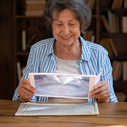 3X Magnifying Glass for Reading, 12.4 x 7.7 Inch Handheld Magnifying Sheet Lightweight Large Magnifier for Reading Small Prints, Aging Eyes, Low Vision, Seniors (White) - color: White