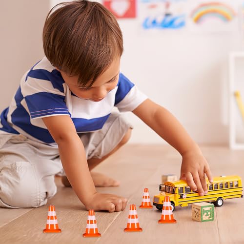 STOBOK 14Pcs Mini Traffic Cones Small Cones Tiny Simulation Road Parking Signs Plastic Traffic Roadblock Toy Educational Construction Party Favors for Kids