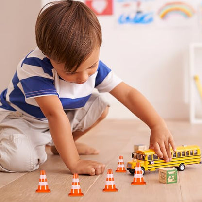 STOBOK 14Pcs Mini Traffic Cones Small Cones Tiny Simulation Road Parking Signs Plastic Traffic Roadblock Toy Educational Construction Party Favors for Kids