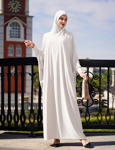 IWEMEK Burkas Abayas for Women Muslim with Hijab One Piece Prayer Dress Jilbab Full Cover Eid Kaftans Dubai Islamic Clothes