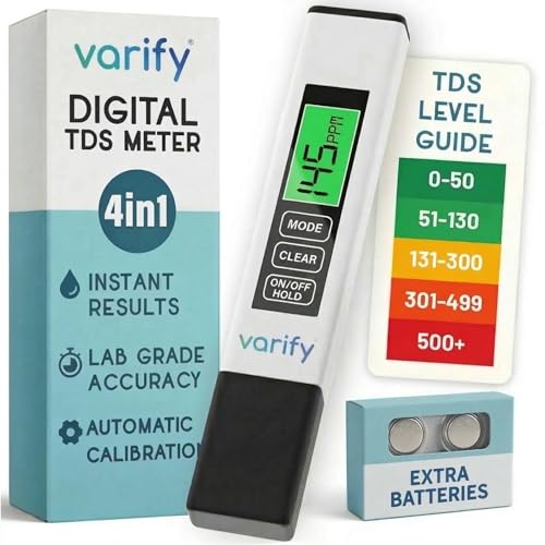 Instant 4-in-1 TDS Meter Digital Water Tester for Drinking Water | Accurate 0–9990 PPM EC & Temp Readings | Ideal for RO Systems, Aquariums, Pools – Built for Professionals, Easy for Anyone - size: 1 Pack
