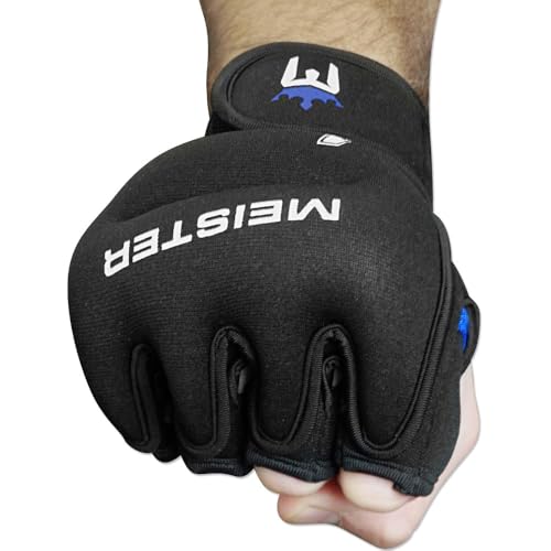 Meister Elite 1lb Weighted Gloves for Cardio & Heavy Hands - Black | Ergonomic open-palm one pound gloves to boost workout intensity for shadow boxing, running, walking, cycling & more