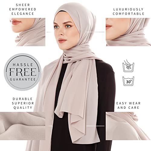 Chiffon Hijab Scarf for Women - Chiffon Hijab Muslim Headscarf Shawl - Soft Fashion Scarf Muslim Headscarf Shawl - color: Grey