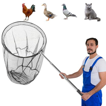 Animal Catcher Net, Chicken Catching Net for Poultry Supplies, Extendable 72" Made of Stainless Steel Fishing net Catcher for Catching Small Duck, Geese, Bird, Bat, Chickens, cat, Poultry
