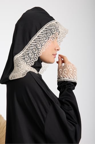 SODEF One-Piece Hooded Bonet Women's Prayer Dress | Regular Fit | Cotton Polyester Knit | Long Sleeve | Black, 36 - Multiple - size: 36