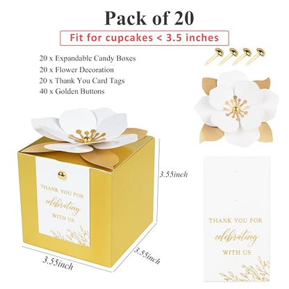 FEIYI 20 PCS Favor Boxes, Gold, 3.55x3.55x3.55 - color: Gold, size: Large-(3.55")