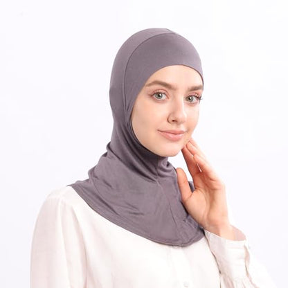 Modal Jersey Muslim Amira Instant Hijab Scarf for Women Jersey Hijab Undercaps - color: Black+dark Grey