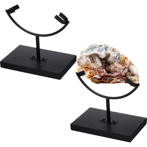 Marsui Large Rock Display Stand Slab Stands Crystal Holders Metal One Arm Two Prong Display Easel Holder for Plate Slab Slice Fossil Flat Minerals Crystals(5.91 x 3.74 x 5.31 Inches,Black) - size: 5.91 x 3.74 x 5.31 Inches