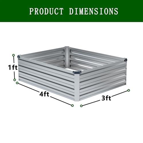 4×3×1FT(2PCS) Galvanized Raised Garden Bed Kit Metal Planter Boxes,Large Raised Garden Bed for Planting Vegetables,Flowers,Herbs -Silver - color: Silver, size: 4×3×1FT(2PCS)