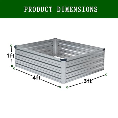 4×3×1FT(2PCS) Galvanized Raised Garden Bed Kit Metal Planter Boxes,Large Raised Garden Bed for Planting Vegetables,Flowers,Herbs -Silver - color: Silver, size: 4×3×1FT(2PCS)