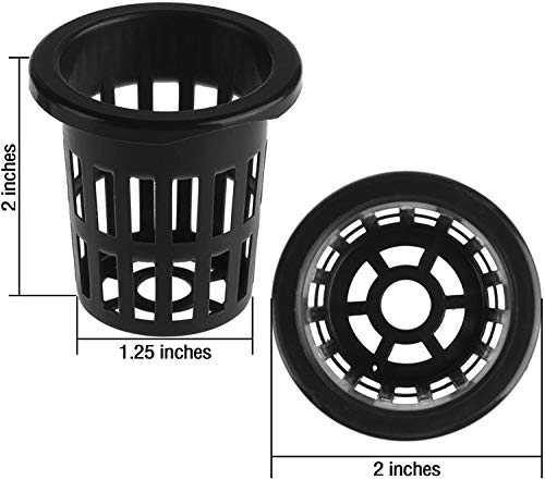 Beautyflier 50 Pcs Black Plastic Slotted Mesh Net Plant Cups Pots Bucket Basket for Hydroponics/Aquaponics/Orchids (50MM)