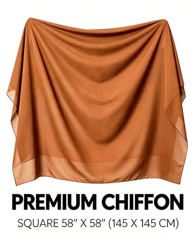 Lina & Lily Premium Chiffon Hijab Head Scarf Shawl Wrap for Muslim Women Square 58'' x 58'' - color: Rust