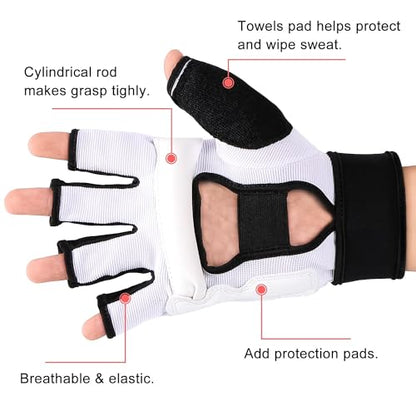 FitsT4 Sports Half Mitts MMA UFC Training Boxing Punch Bag Martial Arts Gloves - color: White, size: XX-Large