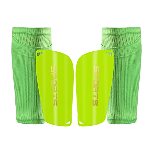 AIMISICAR Kids Youth Soccer Shin Guards with Sleeves for 3-15 Years Old - color: Green, size: M ( 3'10" - 4'4" Tall )