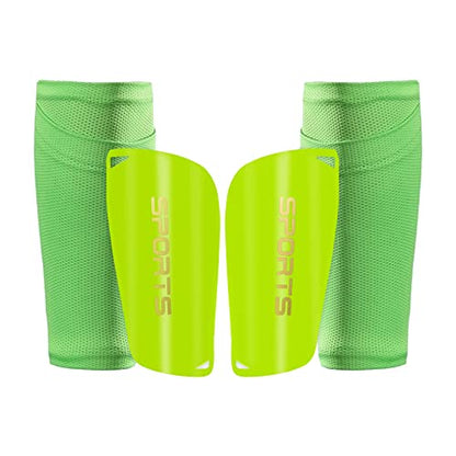 AIMISICAR Kids Youth Soccer Shin Guards with Sleeves for 3-15 Years Old - color: Green, size: L ( 4'7" - 5'8" Tall )